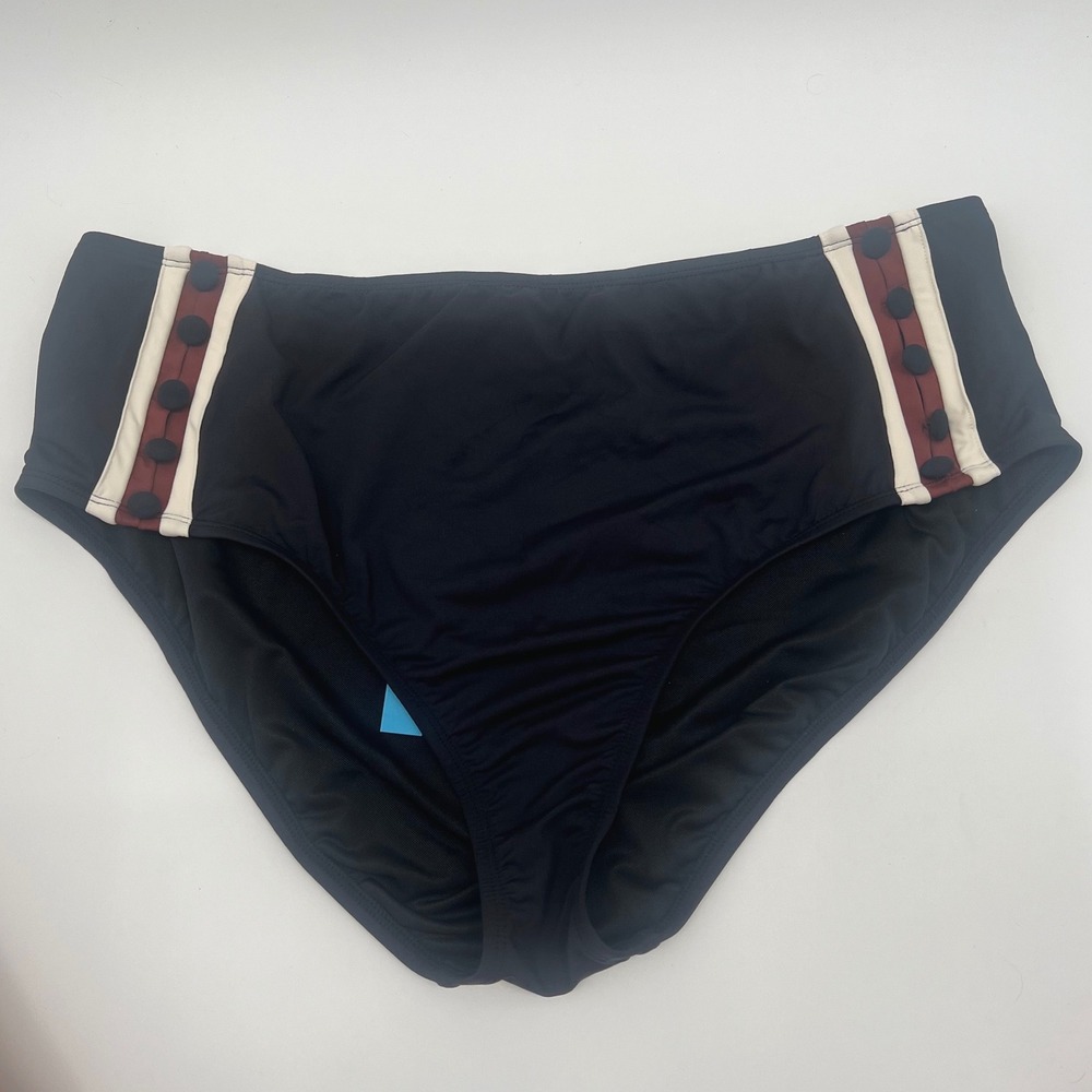 Bleu Rod Beattie Coconut Bikini Bottom Black Nautical Stripe 18W RBBD25558